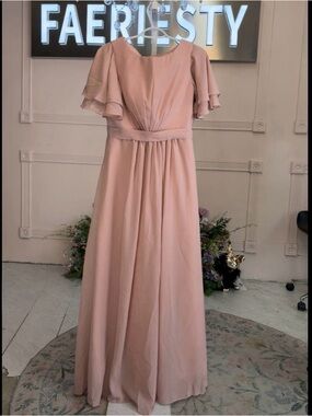 Dusty Rose Chiffon Formal Maxi Dress (NWT)